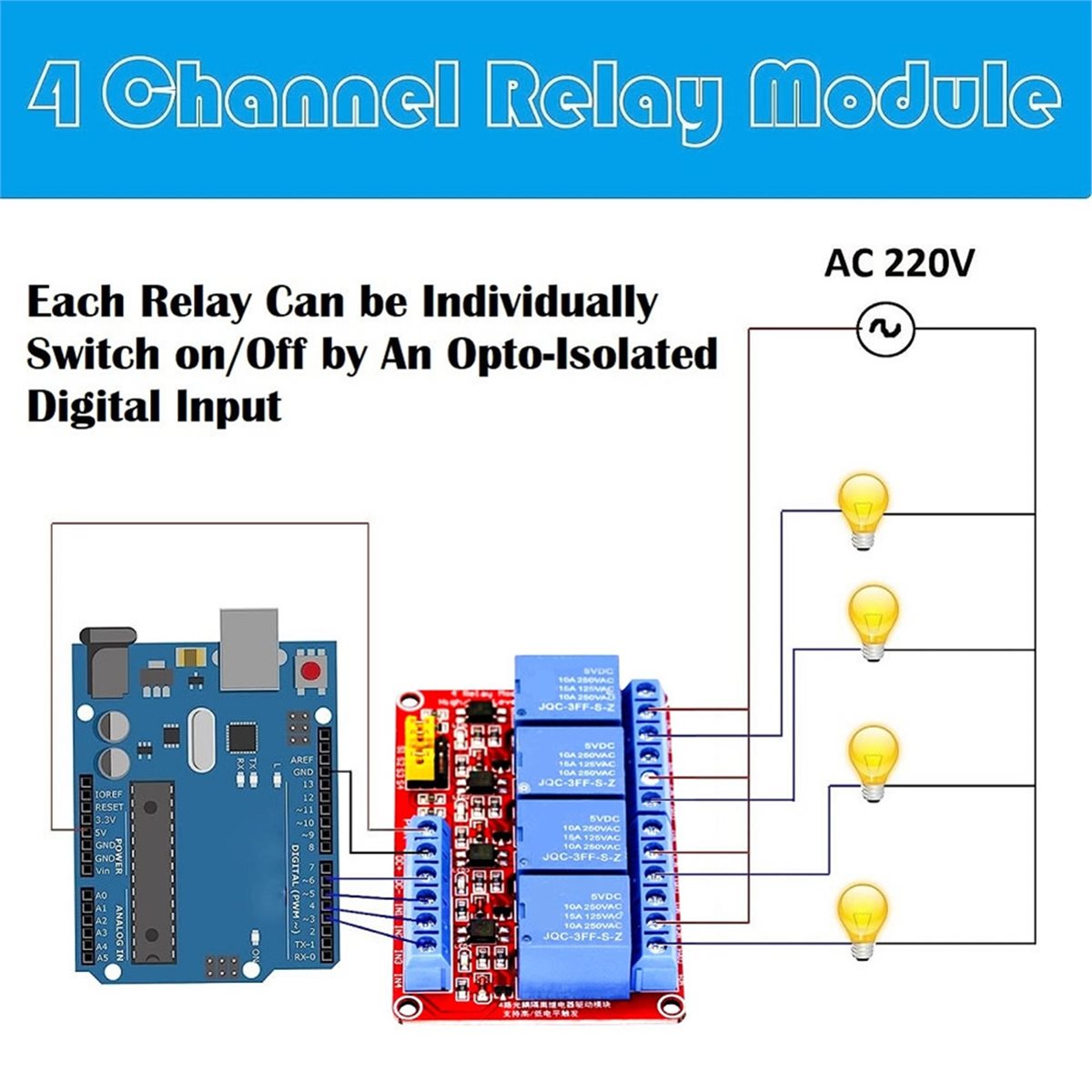 Relay Module 5V - A49T 4채널 릴레이 모듈 5V 12V