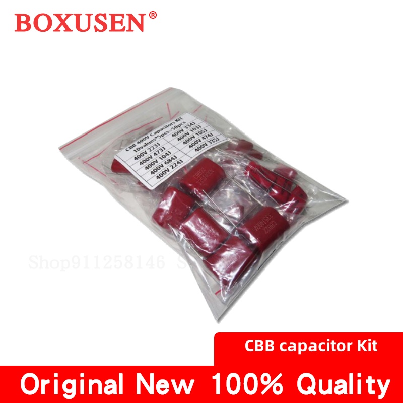 Capacitor Kit Assortment - 10value*5PCS=50PCS 400V 10nF ~ 3.3UF 금속화