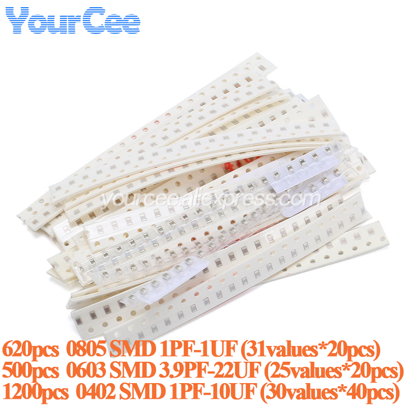 Capacitor Kit Assortment - 500pcs-1200pcs 0805 0603 0402 SMD 커패시터