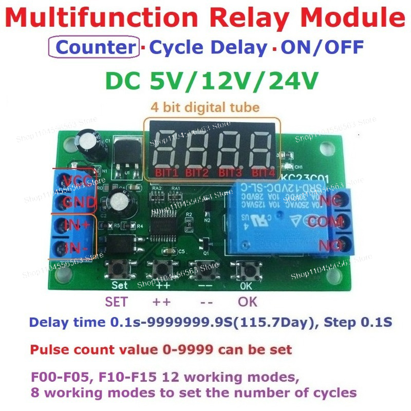 다기능 펄스 카운터 스위치 조정 가능한 타이머 지연 켜 - Relay Module 5V 리뷰 및 가격