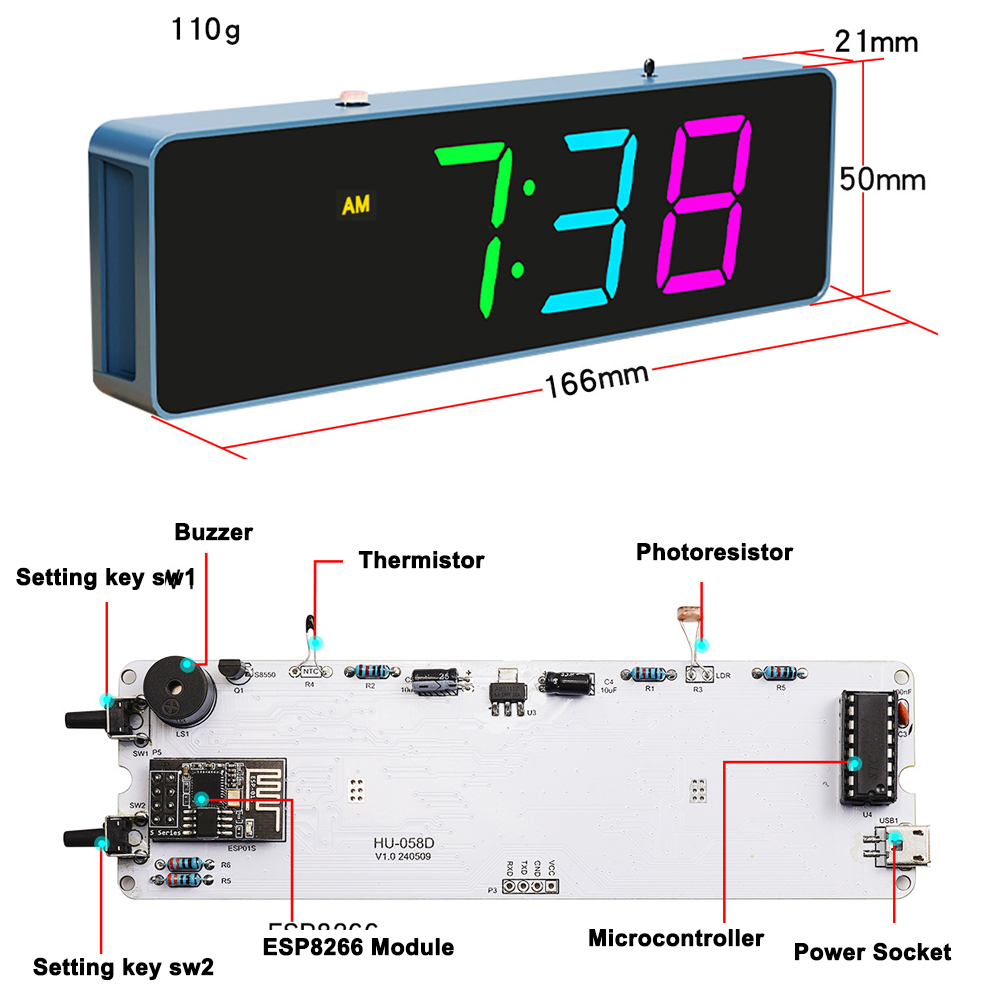 IoT 다채로운 와이파이 시계 키트, 지능형 전자 시계 - Diy Electronics Gadget 리뷰 및 가격