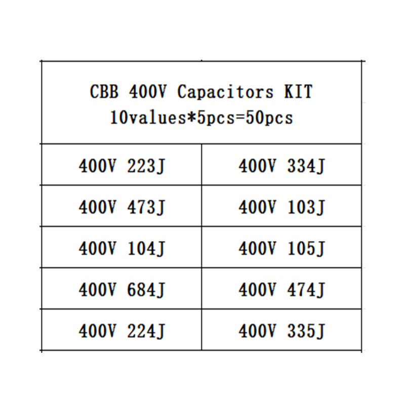 10value*5PCS=50PCS 400V 10nF ~ - Capacitor Kit Assortment 리뷰 및 가격