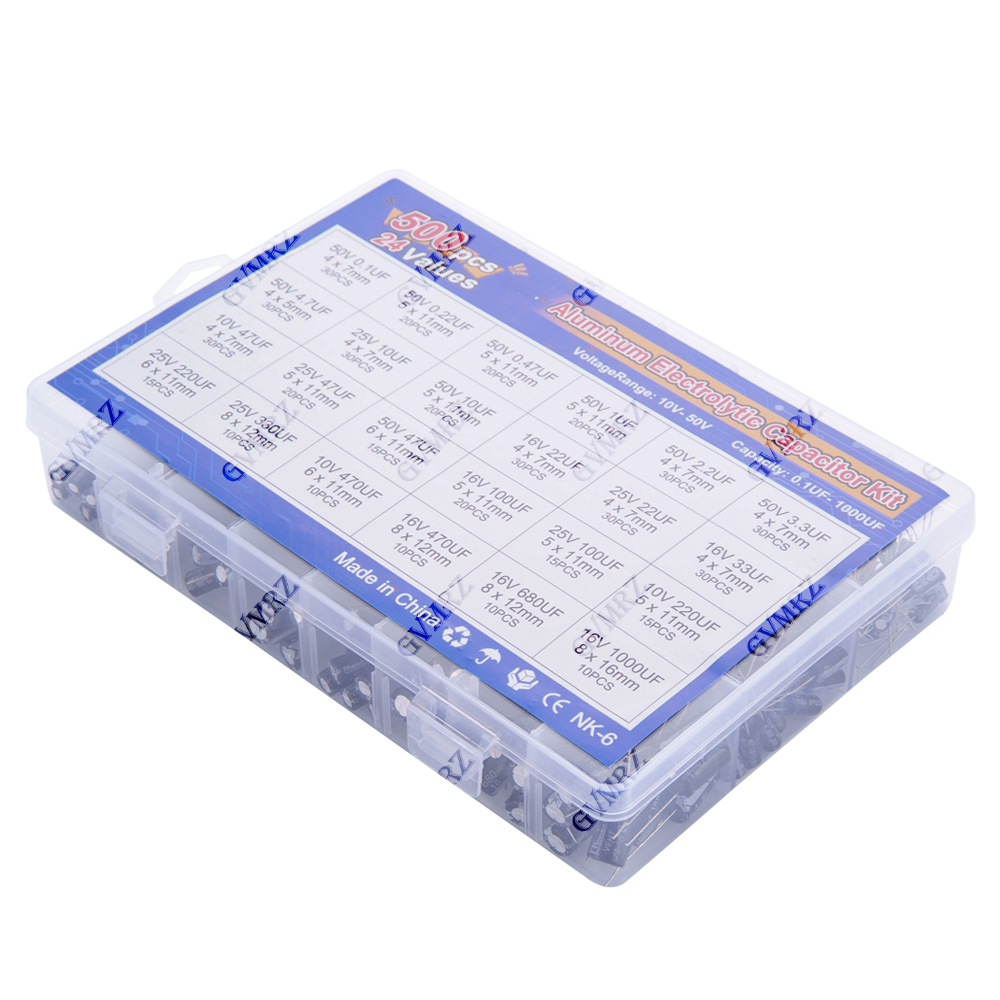 500개/로트 16-50V 믹스 전해 콘덴서 모듬 키트 - Capacitor Kit Assortment 리뷰 및 가격