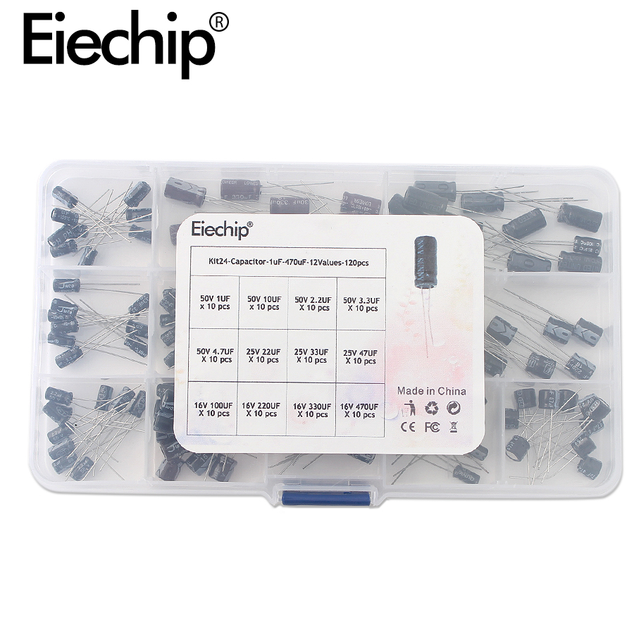120Pcs 12 종류의 전해 커패시터 Range1UF - Capacitor Kit Assortment 리뷰 및 가격