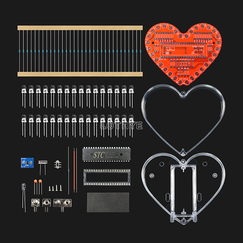RGB 다채로운 흐르는 물 빛 하트 모양 DIY 납땜  - Diy Electronics Hobby 리뷰 및 가격