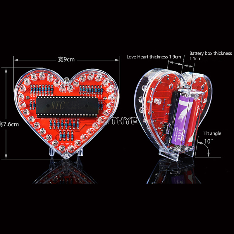 RGB 다채로운 흐르는 물 빛 하트 모양 DIY 납땜  - Diy Electronics Hobby 리뷰 및 가격