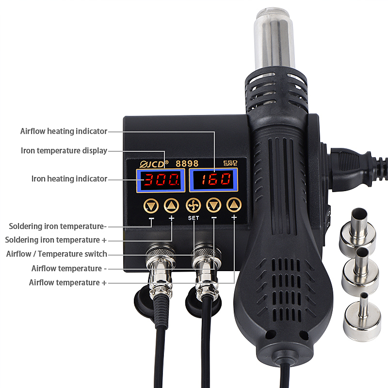 2 in 1 750W 뜨거운 공기 총 LCD 디지털 디 - Diy Electronics Gadget 리뷰 및 가격