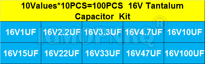 100PCS 10Value * 10Pcs 16V 탄탈륨 - Capacitor Kit Assortment 리뷰 및 가격